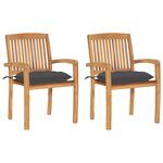 vidaXL Chaises de jardin lot de 2 et coussins anthracite Bois de teck