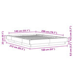 vidaXL Cadre de lit avec lumières LED chêne fumé 140x200 cm