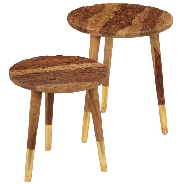 vidaXL Tables basses 2 Pièces Bois massif