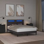 vidaXL Cadre de lit avec bandes LED Gris 140 x 190 cm Simili cuir