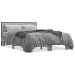 vidaXL Cadre de lit sonoma gris 140x190 cm bois d'ingénierie et métal