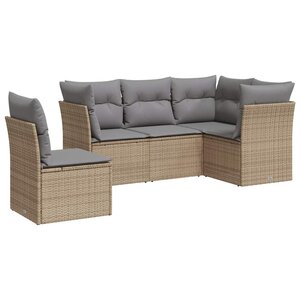 vidaXL Salon de jardin avec coussins 5 Pièces beige résine tressée