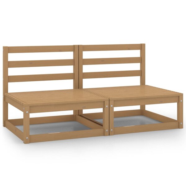 vidaXL Canapés centraux de jardin 2 Pièces marron miel bois de pin solide