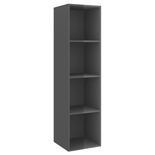 vidaXL Meuble TV mural Gris brillant 37x37x142 5 cm Bois d’ingénierie