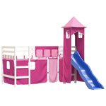 vidaXL Lit mezzanine enfants avec tour rose 90x190 cm bois pin massif