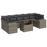 vidaXL Salon de jardin 8 Pièces avec coussins gris résine tressée