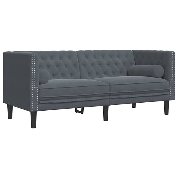 vidaXL Canapé Chesterfield Gris foncé 174 x 74.5 x 70.5 cm Velours