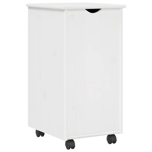 vidaXL Cabinet roulant Blanc 34 x 39 x 65 5 cm Bois de Pin Massif