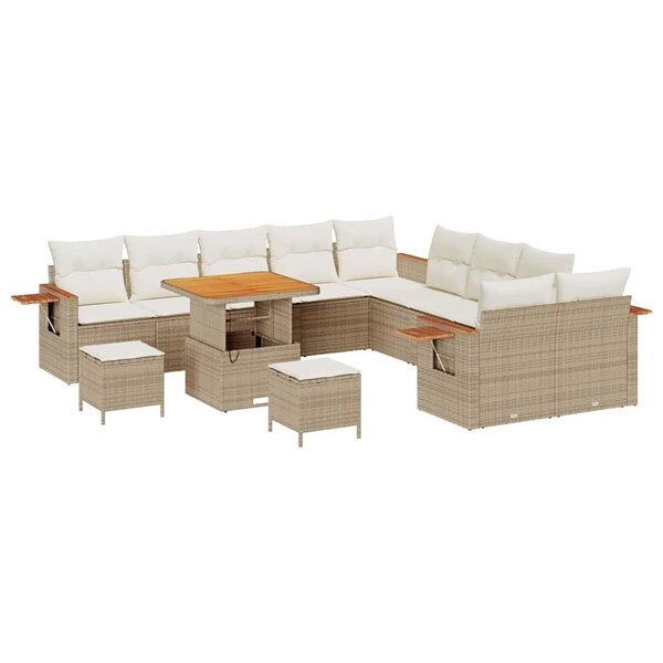 vidaXL Ensemble de canapé de jardin avec coussin 13 Pièces Beige et crème