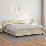 vidaXL Lit à sommier tapissier avec matelas Crème 180x200cm Similicuir