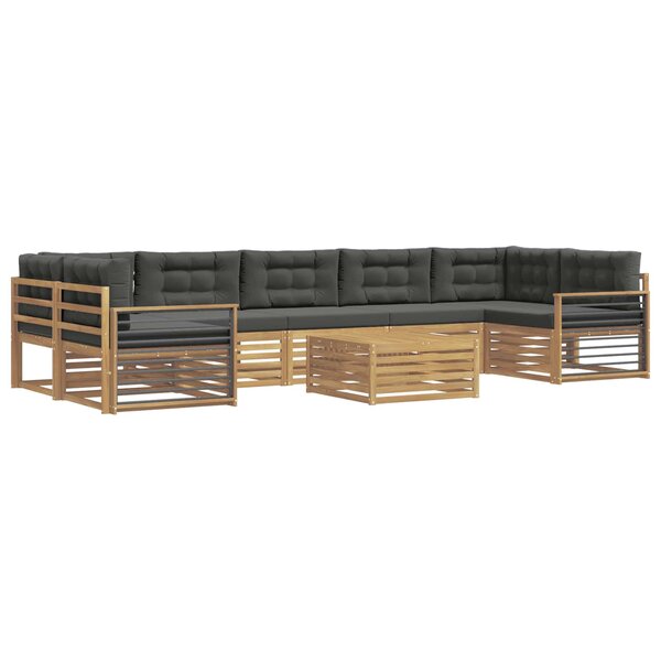 vidaXL Ensemble de canapés d'extérieur 8 Pièces Blanc et anthracite