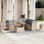 vidaXL Salon de jardin avec coussins 7 Pièces beige résine tressée