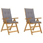 vidaXL Chaises inclinables de jardin 2 Pièces avec coussins Bois d'acacia