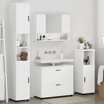 vidaXL Ensemble de mobilier de salle de bain avec tiroir 4 Pièces Blanc