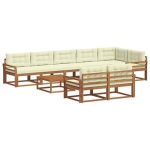 vidaXL Ensemble de canapés d'extérieur 9 Pièces Naturel et Crème