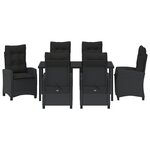 vidaXL Ensemble de salle à manger de jardin de 7 pièces avec coussins - Rattan poly noir