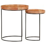 vidaXL Ensemble de table basse 2 Pièces bois d'acacia massif et acier