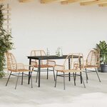 vidaXL Ensemble à manger jardin 5Pièces marron poly rotin verre