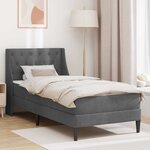 vidaXL Cadre de lit avec matelas Gris foncé 90 x 200 cm Velours