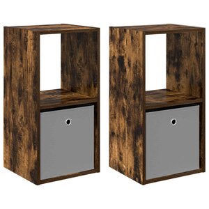 vidaXL Table de chevet 2 pc Chêne fumé 35 x 32 x 68 5 cm