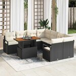 vidaXL Ensemble de salle à manger pour jardin 9 Pièces Noir  Crème