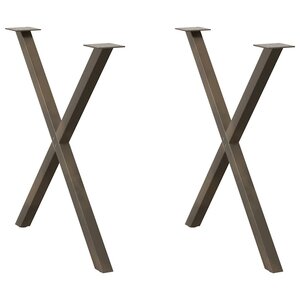 vidaXL Pieds de table à manger en forme de X  2 pièces  acier naturel  80 x (72-73) cm