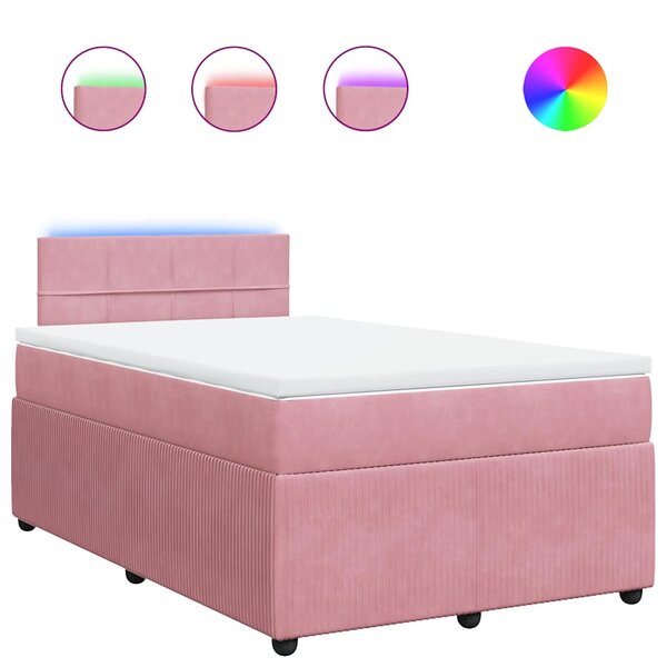 vidaXL Sommier à lattes de lit avec matelas Rose 120x200 cm Velours