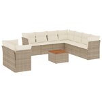 vidaXL Salon de jardin avec coussins 10 Pièces beige résine tressée