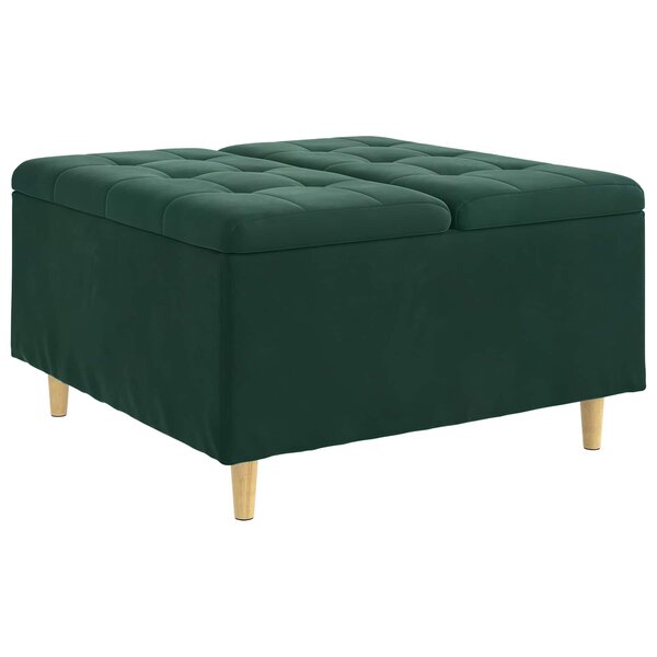 vidaXL Pouf de rangement Vert foncé 80 x 80 x 45 cm Velours