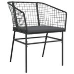 vidaXL Ensemble à manger de jardin et coussins 5 Pièces noir rotin verre