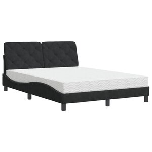 vidaXL Lit avec matelas noir 140x200 cm velours