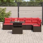 vidaXL Ensemble de canapé de jardin 7 Pièces Marron et rouge polyrotin