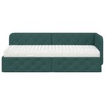 vidaXL Cadre de lit d'angle avec matelas Vert foncé 80 x 200 cm tissu