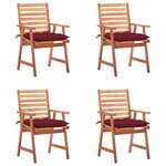 vidaXL Chaises à manger d'extérieur lot de 4 et coussins Acacia massif