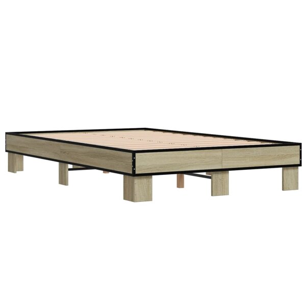 vidaXL Cadre de lit chêne sonoma 120x200 cm bois d'ingénierie et métal