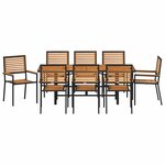 vidaXL Ensemble de salle à manger pour jardin 9 Pièces Noir  Marron