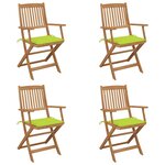 vidaXL Chaises pliables de jardin lot de 4 avec coussins Bois d'acacia