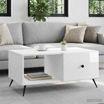 vidaXL Table basse Blanc brillant 90 x 50 x 40 cm Bois d'ingénierie