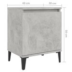 Vidaxl tables de chevet pieds en métal 2 pièces gris béton 40x30x50 cm