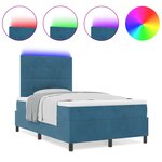 vidaXL Lit à ressorts avec matelas & LED bleu foncé 120x200 cm velours