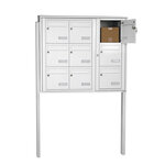 Bloc collectif Leabox 3x3  grade 3  simple face  extérieur  fixation sur pieds à sceller  blanc neige  ral 9016 finition brillante