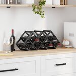 vidaXL Étagère à vin Noir 63 x 16.5 x 25 cm Acier enduit de poudre