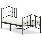vidaXL Cadre de lit métal sans matelas avec pied de lit noir 75x190 cm