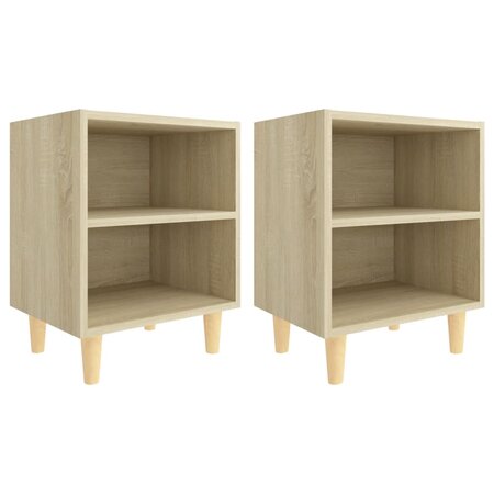 vidaXL Tables de chevet pieds en bois 2 Pièces Chêne sonoma 40x30x50 cm