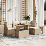 vidaXL Salon de jardin avec coussins 6 Pièces beige résine tressée
