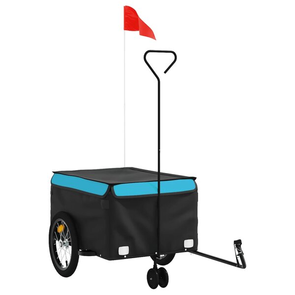 vidaXL Remorque de vélo noir et bleu 45 kg fer