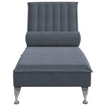 vidaXL Chaise longue de massage avec traversin gris foncé velours