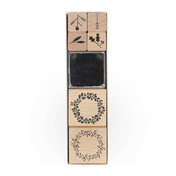 Lot de tampons en bois Christmas gui