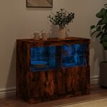 vidaXL Buffet avec lumières LED chêne fumé 81x37x67 cm