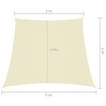 vidaXL Voile de parasol Tissu Oxford trapèze 3/5x4 m Crème